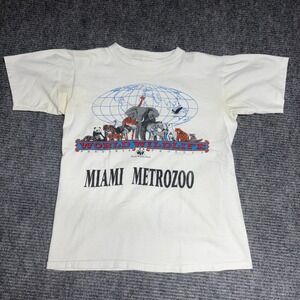 Vintage Miami Metrozoo World Wildlife T Shirt Men's White Graphic Tee